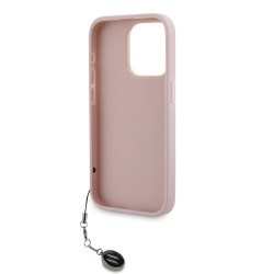 Karl Lagerfeld PU Saffiano Rhinestone Charm Case for iPhone 15 Pro / Pink