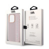 Karl Lagerfeld PU Saffiano Rhinestone Charm Case for iPhone 15 Pro / Pink