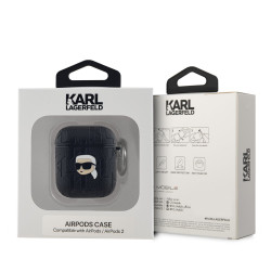 Karl Lagerfeld PU Embossed Karl Head Case for AirPods 1/2 / Black