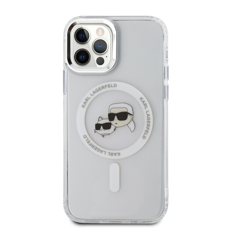 Karl Lagerfeld IML K&CH Heads Metal Frame MagSafe Case for iPhone 12/12 Pro / Transparent