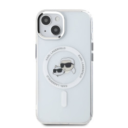 Karl Lagerfeld IML K&CH Heads Metal Frame MagSafe Case for iPhone 14 / Transparent
