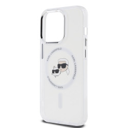 Karl Lagerfeld IML K&CH Heads Metal Frame MagSafe Case for iPhone 15 Pro / Transparent
