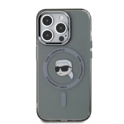 Karl Lagerfeld IML Karl Head Metal Frame MagSafe Case for iPhone 15 Pro Max / black