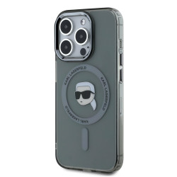 Karl Lagerfeld IML Karl Head Metal Frame MagSafe Case for iPhone 15 Pro Max / black