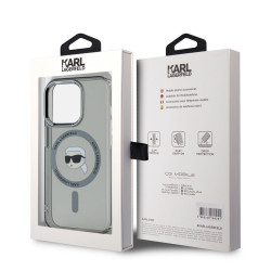 Karl Lagerfeld IML Karl Head Metal Frame MagSafe Case for iPhone 15 Pro Max / black