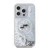 Karl Lagerfeld Liquid Glitter Karl and Choupette Heads MagSafe Case for iPhone 15 Pro / Transparent