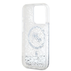 Karl Lagerfeld Liquid Glitter Karl and Choupette Heads MagSafe Case for iPhone 15 Pro / Transparent
