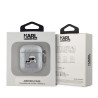 Karl Lagerfeld PU Embossed Karl and Choupette Heads Case for AirPods 1/2 / Silver