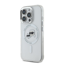 Karl Lagerfeld IML K&CH Heads Metal Frame MagSafe Case for iPhone 16 Pro Max / Transparent