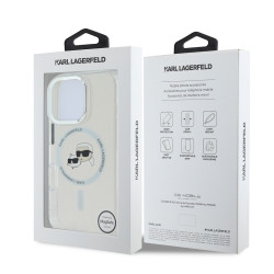 Karl Lagerfeld IML K&CH Heads Metal Frame MagSafe Case for iPhone 16 Pro Max / Transparent