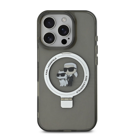 Karl Lagerfeld Ringstand Karl and Choupette MagSafe Case for iPhone 16 Pro Max / black