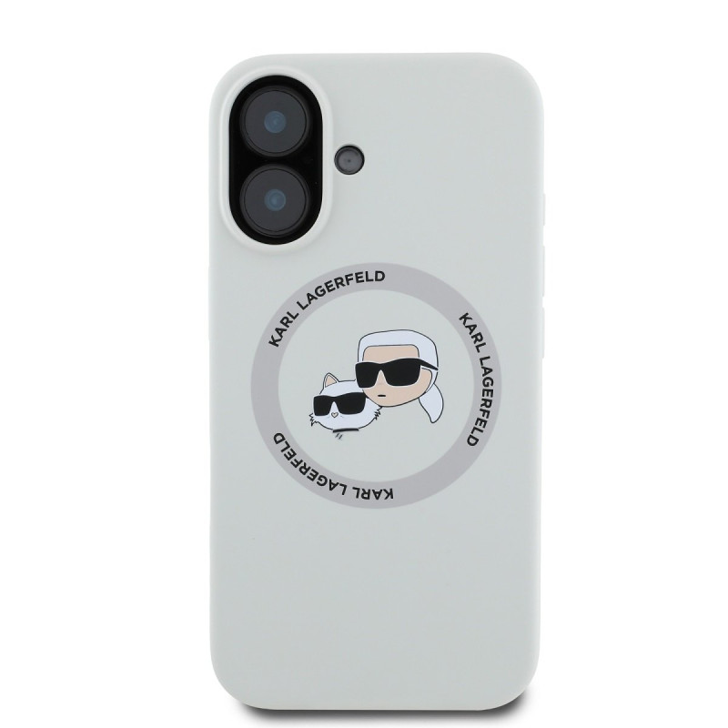 Karl Lagerfeld Liquid Silicone K&CH Heads MagSafe Case for iPhone 16 / Beige
