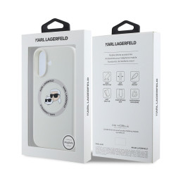 Karl Lagerfeld Liquid Silicone K&CH Heads MagSafe Case for iPhone 16 / Beige