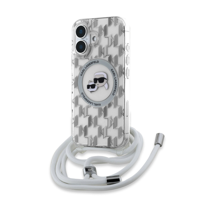 Karl Lagerfeld IML Monogram Crossbody K&CH Heads MagSafe Case for iPhone 16 / transparent