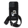 Karl Lagerfeld Saffiano Crossbody Strap Karl and Choupette Case for iPhone 16 Pro / black