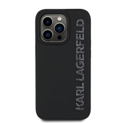 Karl Lagerfeld 3D Rubber Glitter Logo Case for iPhone 14 Pro / Black