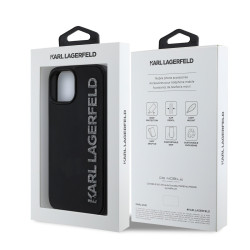 Karl Lagerfeld 3D Rubber Glitter Logo Case for iPhone 15 / Black