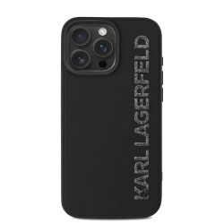 Karl Lagerfeld 3D Rubber Glitter Logo Case for iPhone 15 Pro Max / Black