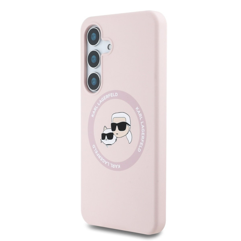 Karl Lagerfeld Liquid Silicone K&CH Heads MagSafe Case for Samsung Galaxy S25 / Pink