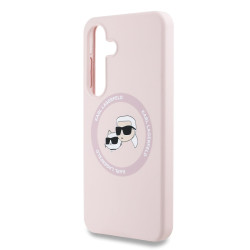 Karl Lagerfeld Liquid Silicone K&CH Heads MagSafe Case for Samsung Galaxy S25 / Pink