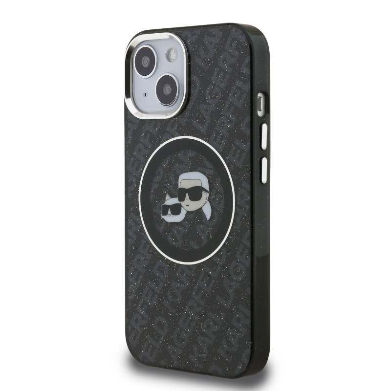 Karl Lagerfeld IML K&CH Heads Repeated Logo MagSafe Case for iPhone 15 / black