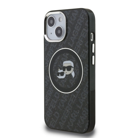 Karl Lagerfeld IML K&CH Heads Repeated Logo MagSafe Case for iPhone 15 / black