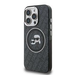 Karl Lagerfeld IML K&CH Heads Repeated Logo MagSafe Case for iPhone 15 Pro / black