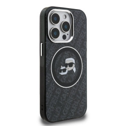 Karl Lagerfeld IML K&CH Heads Repeated Logo MagSafe Case for iPhone 15 Pro / black