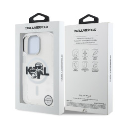 Karl Lagerfeld IML Glitter Karl and Choupette Sketch MagSafe Case for iPhone 15 Pro / Transparent