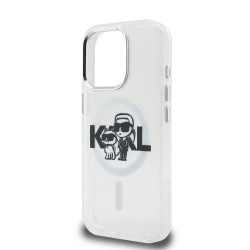 Karl Lagerfeld IML Glitter Karl and Choupette Sketch MagSafe Case for iPhone 15 Pro Max / Transparent