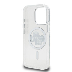 Karl Lagerfeld IML Glitter Karl and Choupette Sketch MagSafe Case for iPhone 15 Pro Max / Transparent
