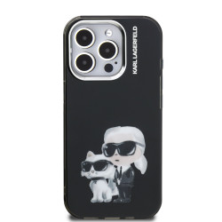Karl Lagerfeld IML Aquarelle Karl and Choupette Case for iPhone 15 Pro / black