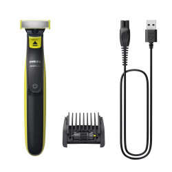 Philips Norelco OneBlade QP2724/20 skustuvas vyrams Apkarpymo mašinėlė Pilka, Gelsvai žalsva spalva