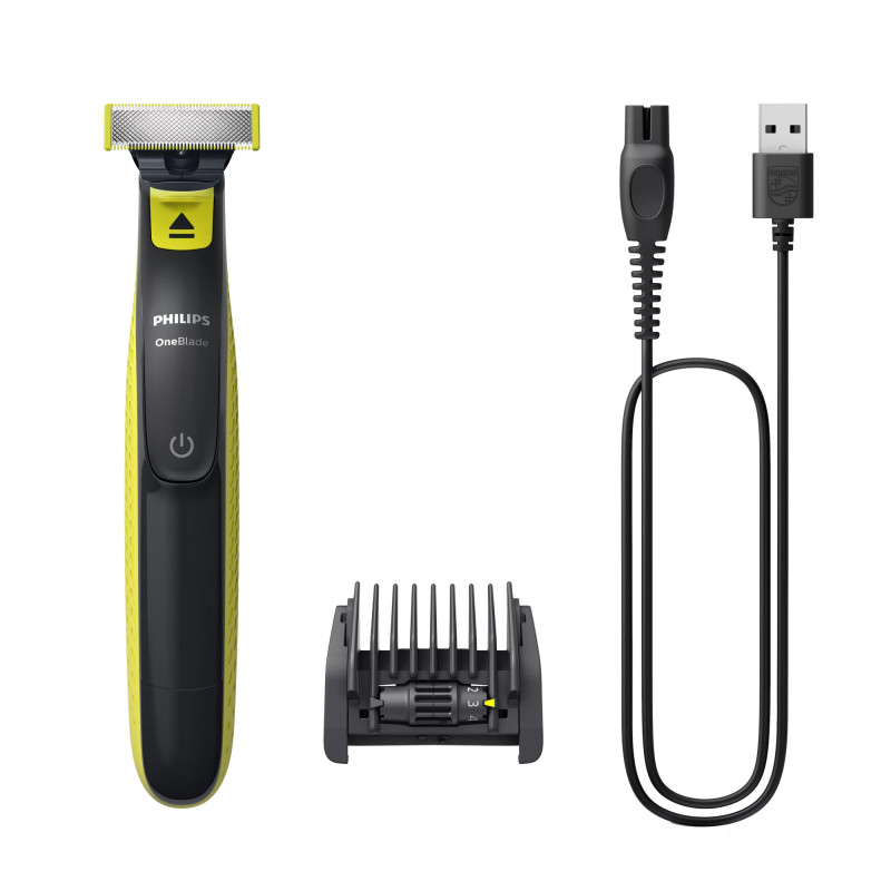 Philips Norelco OneBlade QP2724/20 skustuvas vyrams Apkarpymo mašinėlė Pilka, Gelsvai žalsva spalva