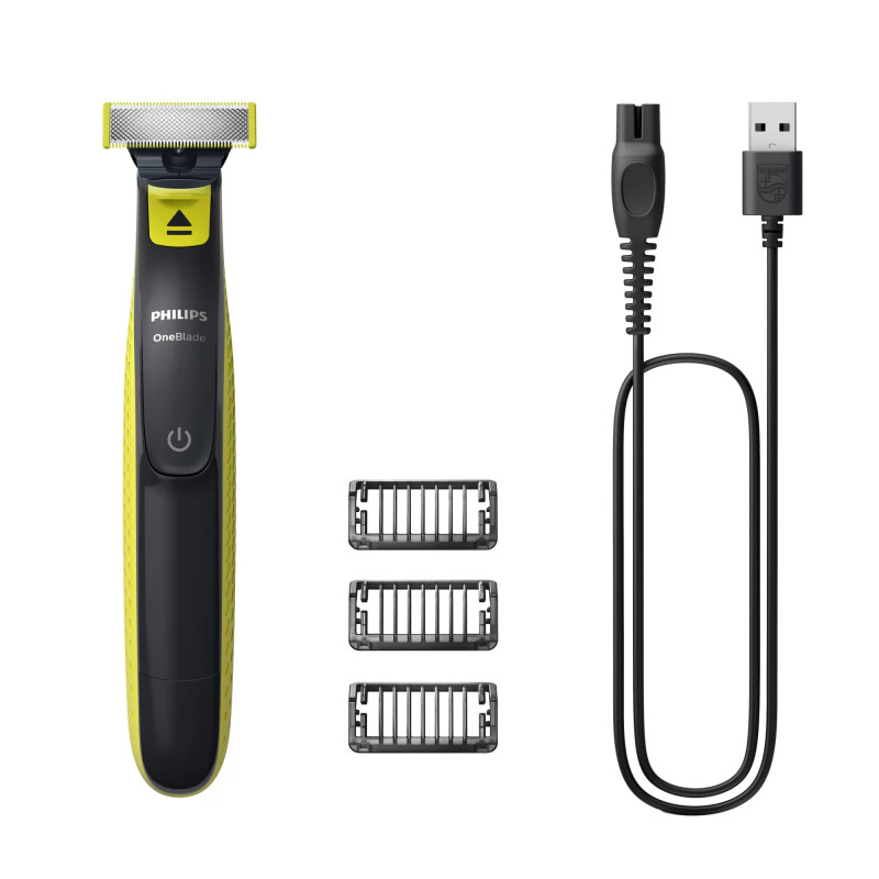 Philips Norelco OneBlade QP2724/10 skustuvas vyrams Apkarpymo mašinėlė Pilka, Gelsvai žalsva spalva