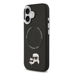 Karl Lagerfeld PU Karl and Choupette Heads Pins MagSafe Case for iPhone 17 / black