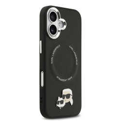 Karl Lagerfeld PU Karl and Choupette Heads Pins MagSafe Case for iPhone 17 / black