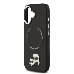 Karl Lagerfeld PU Karl and Choupette Heads Pins MagSafe Case for iPhone 17 / black