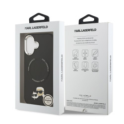 Karl Lagerfeld PU Karl and Choupette Heads Pins MagSafe Case for iPhone 17 / black