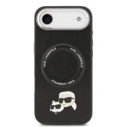 Karl Lagerfeld PU Karl and Choupette Heads Pins MagSafe Case for iPhone Air / Black