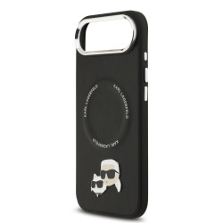 Karl Lagerfeld PU Karl and Choupette Heads Pins MagSafe Case for iPhone Air / Black