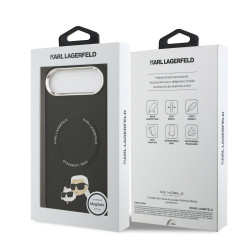 Karl Lagerfeld PU Karl and Choupette Heads Pins MagSafe Case for iPhone Air / Black