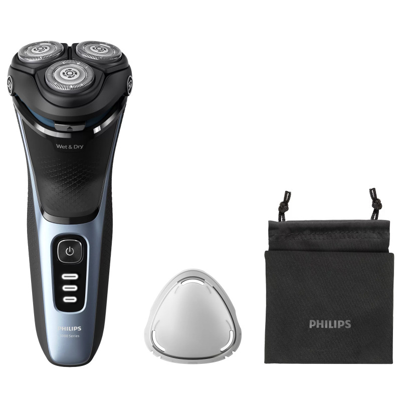Philips 3000 series S3243/12 skustuvas vyrams Rotorinis skustuvas Apkarpymo mašinėlė Mėlyna