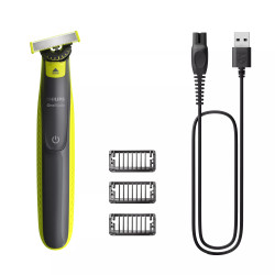 Philips Norelco OneBlade QP2724/23 skustuvas vyrams Apkarpymo mašinėlė Anglies, Gelsvai žalsva spalva