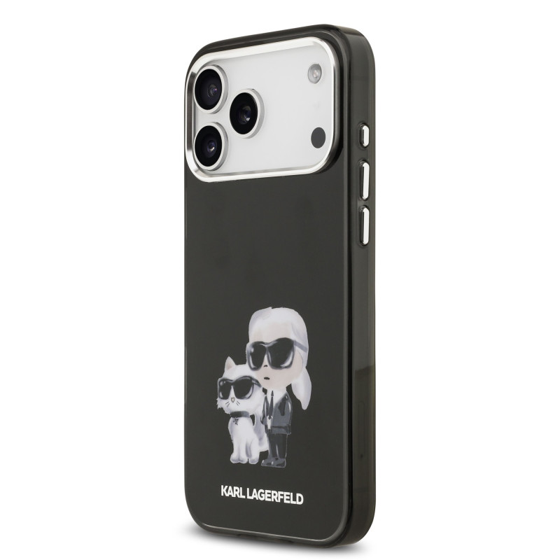 Karl Lagerfeld IML Aquarelle Karl and Choupette Case for iPhone 17 Pro / Black