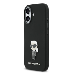 Karl Lagerfeld Liquid Silicone Metal Ikonik Case for iPhone 17 / Black