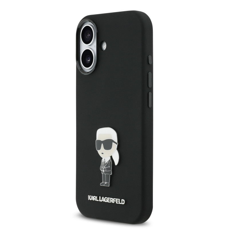 Karl Lagerfeld Liquid Silicone Metal Ikonik Case for iPhone 17 / Black