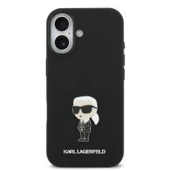 Karl Lagerfeld Liquid Silicone Metal Ikonik Case for iPhone 17 / Black