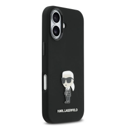 Karl Lagerfeld Liquid Silicone Metal Ikonik Case for iPhone 17 / Black