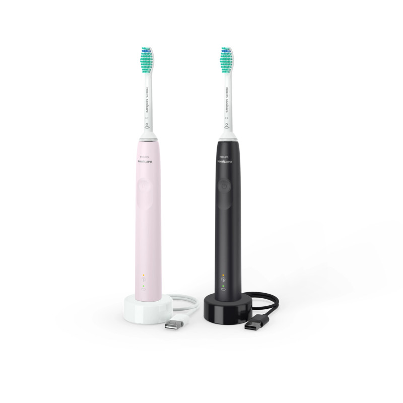 Philips Sonicare 3100 series HX3675/15 elektrinis dantų šepetėlis Suaugusiems „Sonic“ dantų šepetėlis Juoda, Rožinė